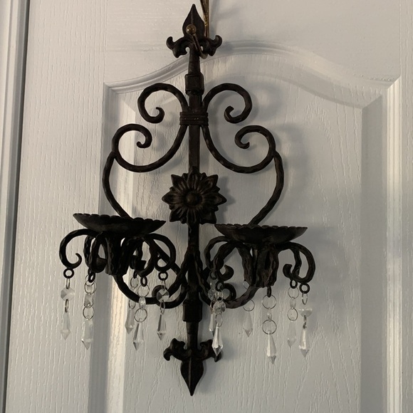 Cast iron wall sconces‎ brown traditional vintage moody with crystal - Picture 3 of 11